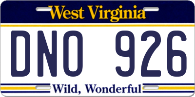 WV license plate DNO926