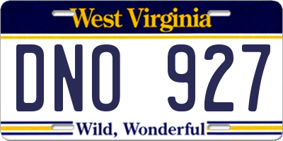 WV license plate DNO927