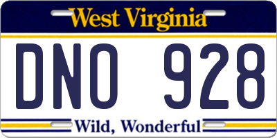 WV license plate DNO928