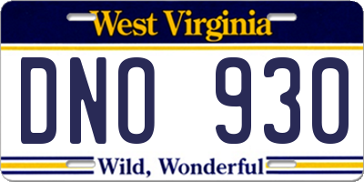WV license plate DNO930