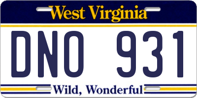 WV license plate DNO931