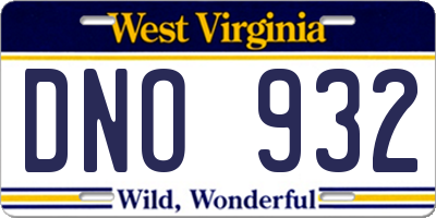 WV license plate DNO932