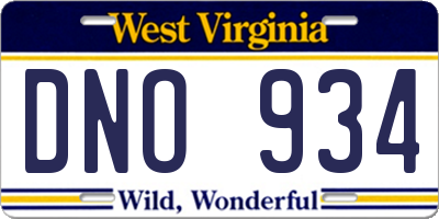 WV license plate DNO934