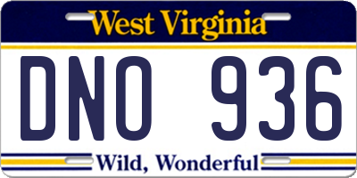 WV license plate DNO936