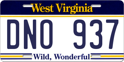 WV license plate DNO937