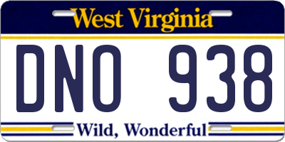 WV license plate DNO938
