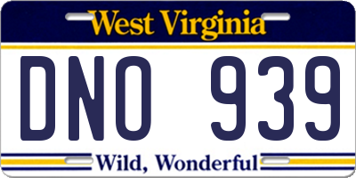 WV license plate DNO939