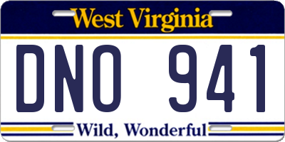WV license plate DNO941