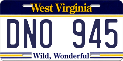 WV license plate DNO945