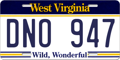 WV license plate DNO947