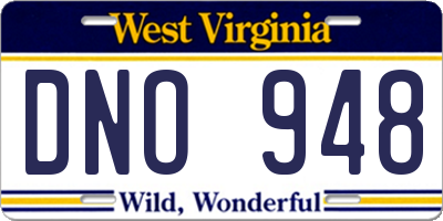 WV license plate DNO948