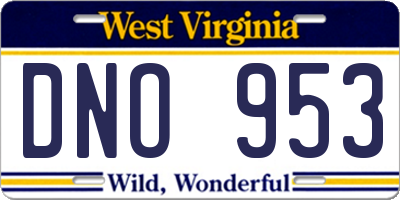 WV license plate DNO953