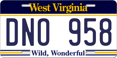 WV license plate DNO958