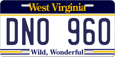 WV license plate DNO960