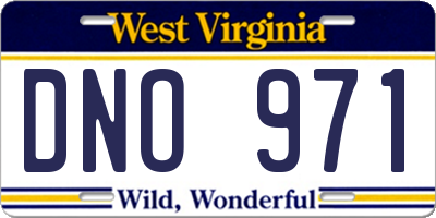 WV license plate DNO971