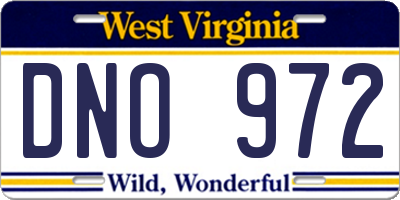 WV license plate DNO972