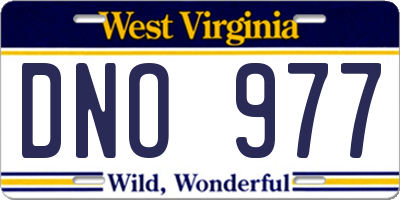 WV license plate DNO977