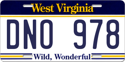 WV license plate DNO978