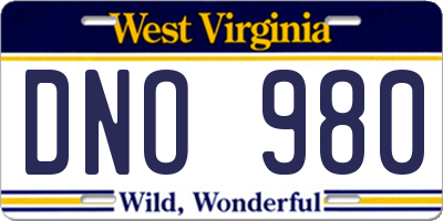 WV license plate DNO980