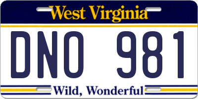 WV license plate DNO981