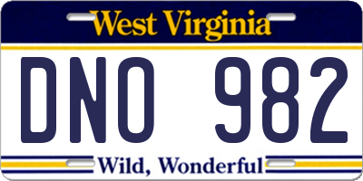 WV license plate DNO982