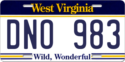 WV license plate DNO983