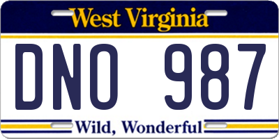 WV license plate DNO987