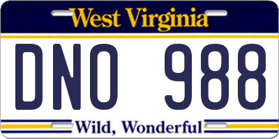 WV license plate DNO988