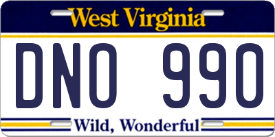 WV license plate DNO990