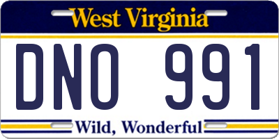 WV license plate DNO991