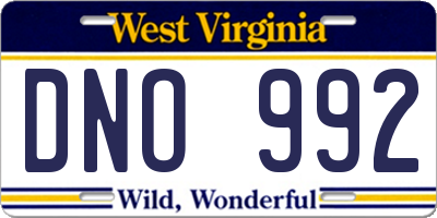 WV license plate DNO992