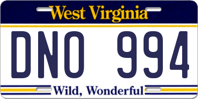 WV license plate DNO994