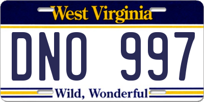 WV license plate DNO997