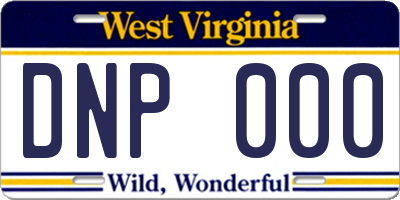 WV license plate DNP000