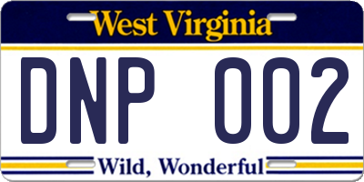 WV license plate DNP002
