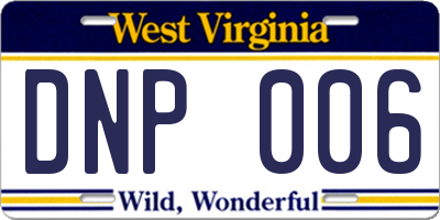 WV license plate DNP006