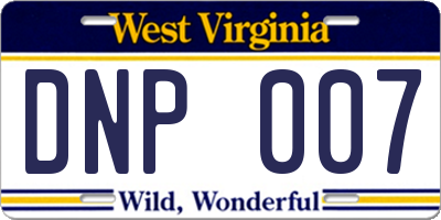 WV license plate DNP007