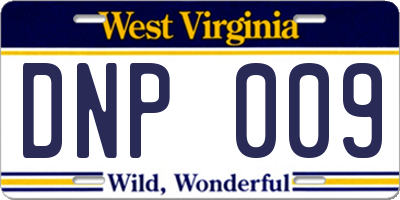 WV license plate DNP009
