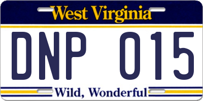 WV license plate DNP015