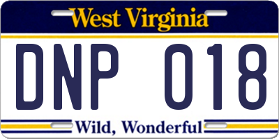 WV license plate DNP018