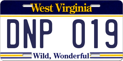 WV license plate DNP019