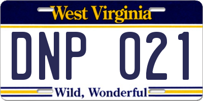 WV license plate DNP021