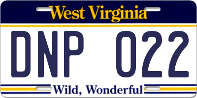WV license plate DNP022
