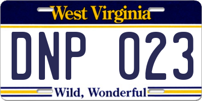 WV license plate DNP023