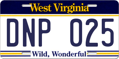 WV license plate DNP025