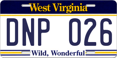 WV license plate DNP026