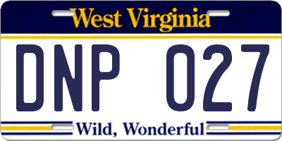 WV license plate DNP027