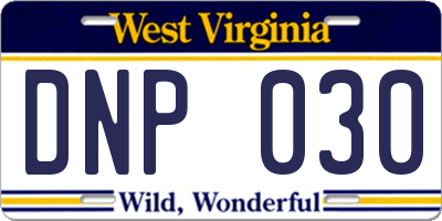 WV license plate DNP030