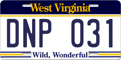 WV license plate DNP031