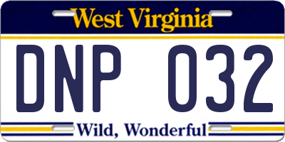 WV license plate DNP032